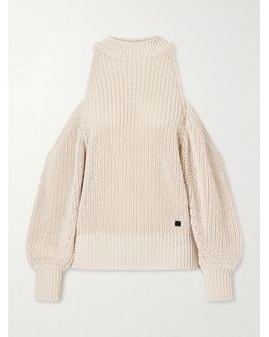 Balmain Cut-Out Knitted Cotton Jumper - Natural