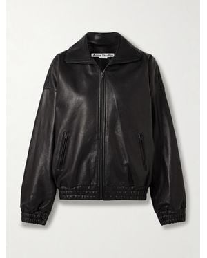 Acne Studios Leather Bomber Jacket - Black