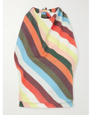 Marrakshi Life The Halterneck Striped Cotton Tank Top - Multicolour