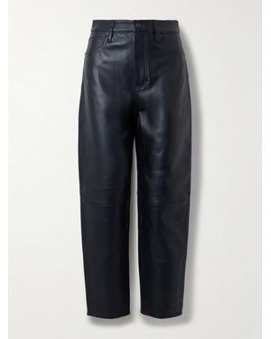 FRAME The Leather Neat Leather Barrel-Leg Pants - Blue