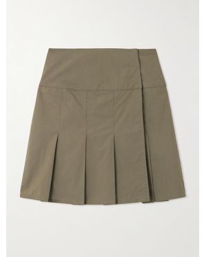 Our Legacy Girdle Pleated Cotton-Blend Mini Wrap Skirt - Green