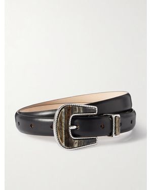 DEHANCHE Travertine Embellished Leather Belt - Black