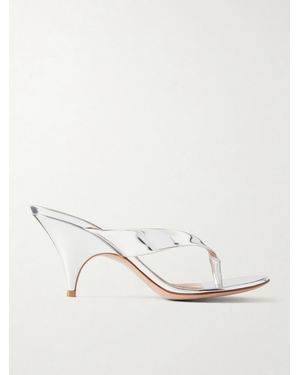 Gianvito Rossi Sofia 70 Metallic Leather Thong Sandals - Natural