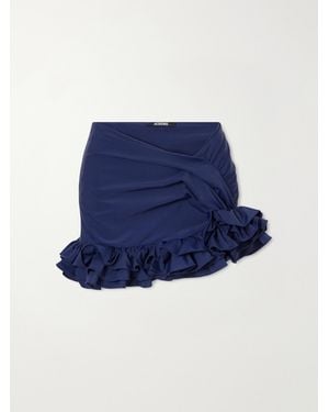 Jacquemus La Mini Jupe Playa Tiered Ruffled Jersey Mini Skirt - Blue