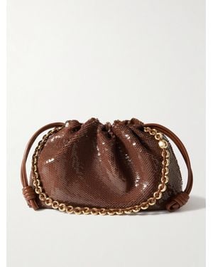 Loewe Flamenco Clutch Aus Leder Mit Pailletten - Braun