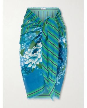 ALÉMAIS Margo Printed Organic Cotton-Voile Pareo - Blue