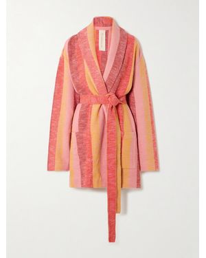 Marrakshi Life Cardigan Aus Gestreifter Baumwolle Mit Bindegürtel - Rot