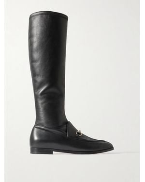 Gucci Jordaan Kniehohe Stiefel Aus Leder Mit Horsebit-Detail - Schwarz