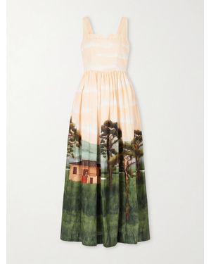 Agua Bendita Jaspe Paraiso Linen Maxi Dress - Green