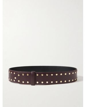 KHAITE Theo Studded Leather Belt - Red