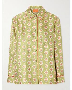 La DoubleJ Boy Printed Silk Shirt - Yellow