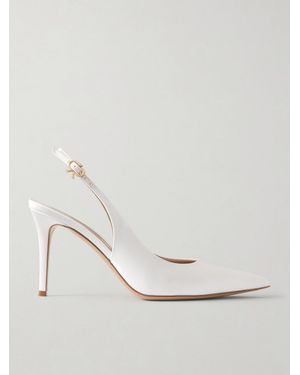 Gianvito Rossi Ribbon 85 Satin Slingback Pumps - White