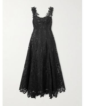 Oscar de la Renta Corded Lace Gown - Black