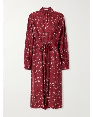 Altuzarra Floyd Belted Printed Silk-Twill Midi Dress - Red