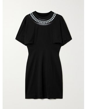 Givenchy Cutout Printed Cotton-Jersey Mini Dress - Black