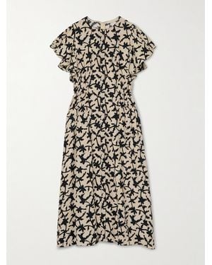 Ulla Johnson Anais Printed Crepe Midi Dress - White