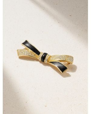 Susan Caplan Christian Dior-Plated, Enamel And Swarovski Crystal Brooch - Natural
