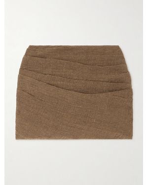 LeKasha Spetses Draped Organic Linen-Gauze Mini Skirt - Natural