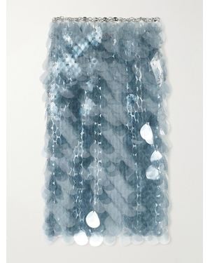 Rabanne Sequined Chainmail Midi Skirt - Blue