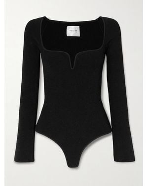 Galvan London Gaia Ribbed-Knit Bodysuit - Black