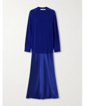 Christopher Esber Monument Cashmere And Silk-Satin Maxi Dress - Blue