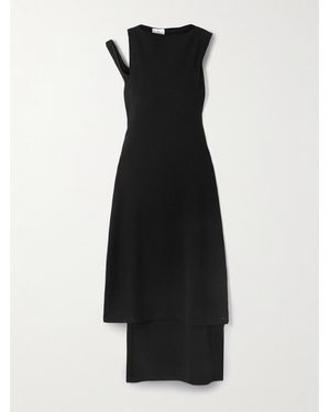Courreges Asymmetric Cutout Ribbed-Knit Mini Dress - Black