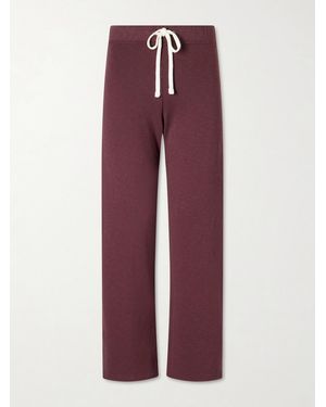 James Perse Cropped Cotton-Terry Wide-Leg Track Pants - Purple
