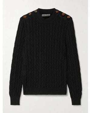 Blazé Milano Button-Embellished Cable-Knit Cotton Sweater - Schwarz
