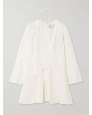 Isabel Marant Liya Lace-Trimmed Embroidered Ramie Mini Dress