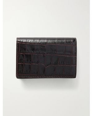 Smythson Mara Croc-Effect Leather Wallet - Black