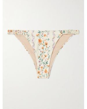 Agua Bendita Vera Chinesis Ruffled Floral-Print Recycled Bikini Briefs - Natural
