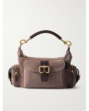 Chloé Camera Mittelgroße Schultertasche Aus Veloursleder Mit Lederbesatz - Braun