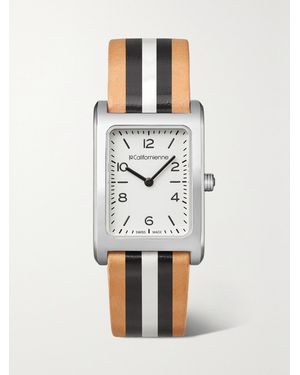 La Californienne Daybreak 24Mm Steel Striped Leather Watch - Blanc