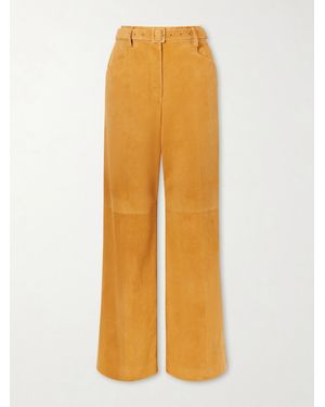 Gabriela Hearst Norman Belted Suede Straight-Leg Trousers - Yellow