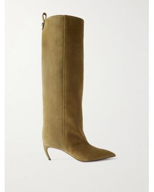 The Attico Lea Suede Knee Boots - Green