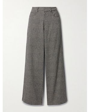 La Ligne Prince Of Wales Checked Woven Wide-Leg Trousers - Grey