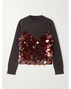 Sacai Sequined Wool Jumper - Brown