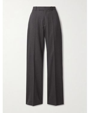 Veronica de Piante Taylor Pinstriped Wool-Twill Straight-Leg Trousers - Grey
