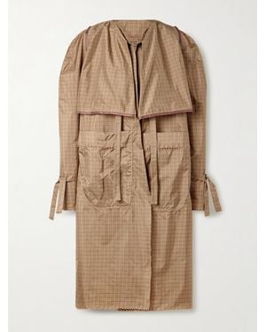 Thank You Have A Good Day Trenchcoat Aus Kariertem Seidentaft Mit Fransen - Natur