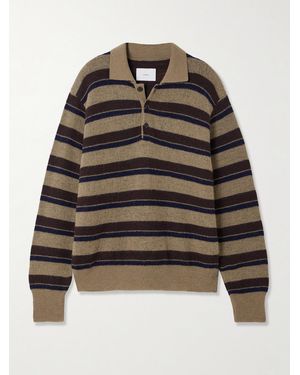 Ssstein Striped Brushed Knitted Polo Sweater - Black