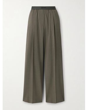 Loewe Hose Mit Geradem Bein Aus Wolle Mit Falten - Grün