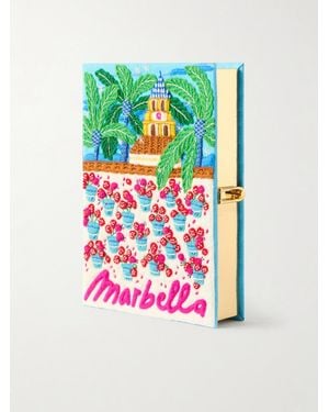 Olympia Le-Tan Marbella Appliquéd Embroidered Canvas Clutch - Pink