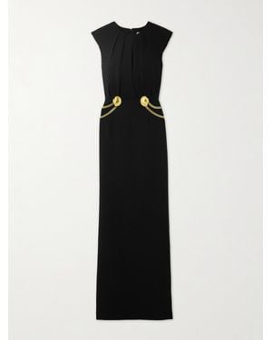 Rebecca Vallance Chelsea Embellished Gathered Textured-Crepe Maxi Dress - Black