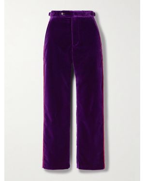 Bode Showcase Striped Cotton-Velvet Straight-Leg Trousers - Purple