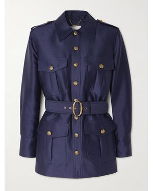 Zimmermann Belted Wool And Silk-Blend Jacket - Blue