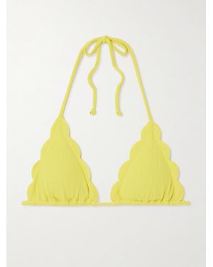 Marysia Swim Broadway Scalloped Seersucker Triangle Bikini Top - Yellow