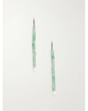 Le Sundial Inès Sterling, Aventurine And Pearl Earrings - White