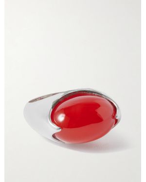 Loren Stewart Orb Sterling Carnelian Ring - Red