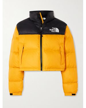 The North Face Nuptse Verkürzte, Zweifarbige Daunenjacke Aus Gestepptem Shell - Orange