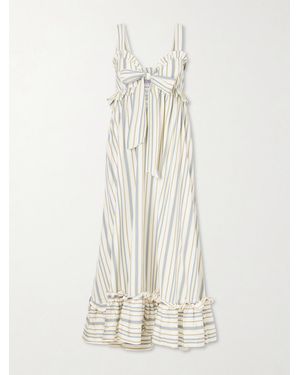 Thierry Colson Valentina Striped Cotton Maxi Dress - White